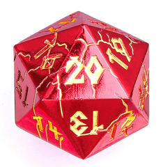 Hymgho Dice: 35mm D20 Spindown Shiny Red (Red with Gold) HY00277